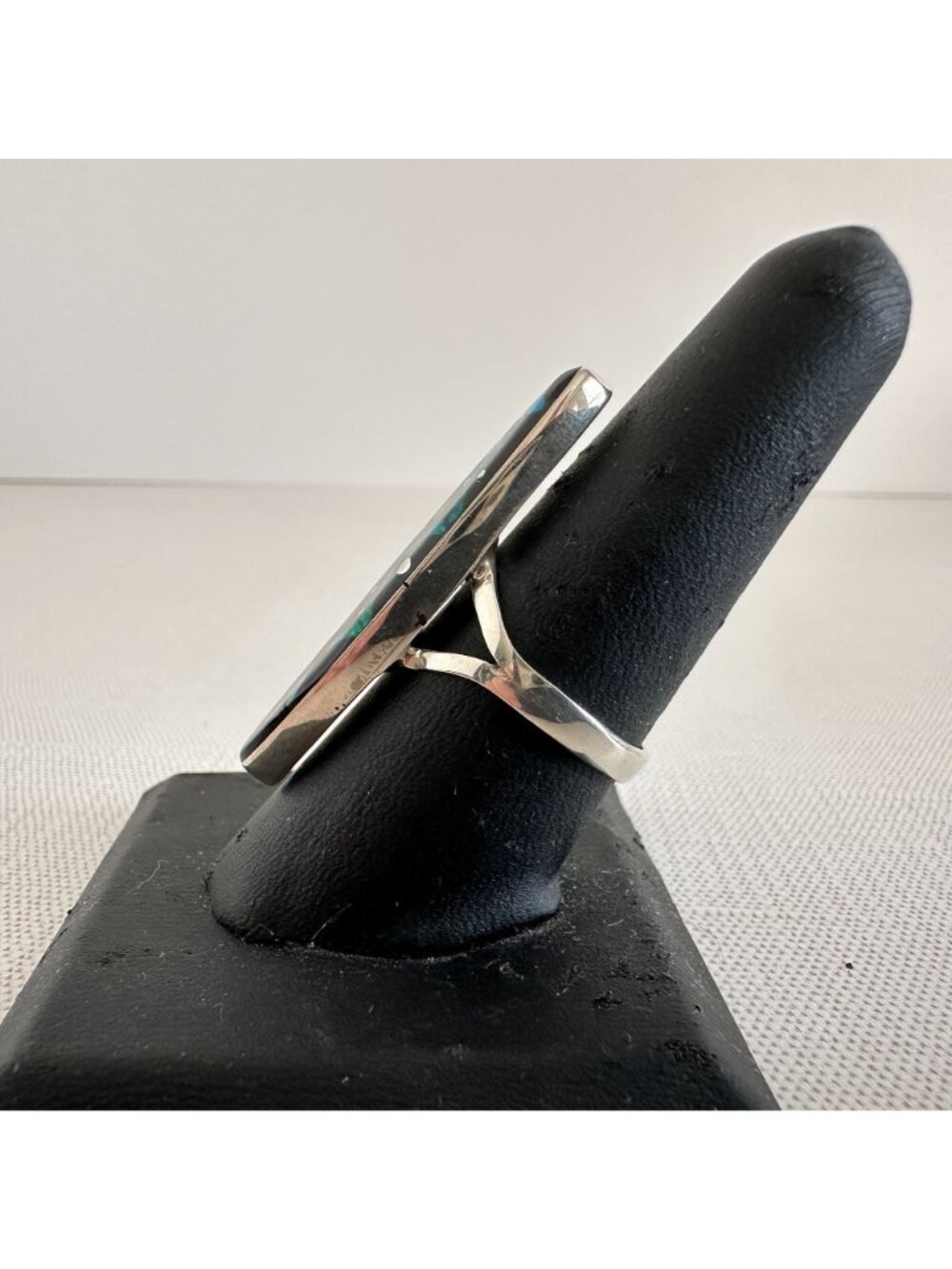 Zuni Sterling Silver Galaxy Mosaic Inlay Ring Size 8.5 - Picture 3 of 6